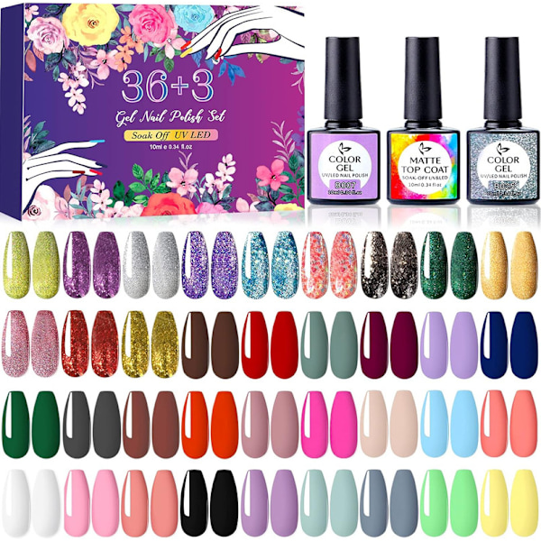 UV-nagellackset, 39 delar Soak Off Gel Nail Polish