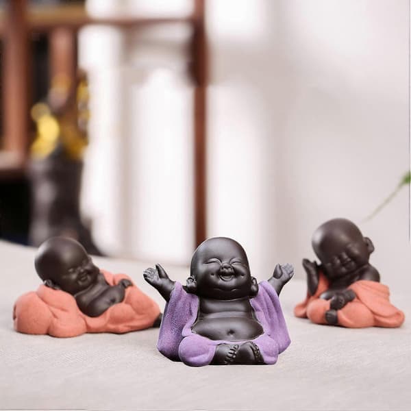 Søt Keramisk Buddha Statue Figur Ornts Hjem R C
