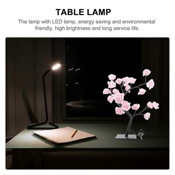 Kreativ LED Rose Tre Form Nattbordslampe Hjem Soverom Dekorasjon