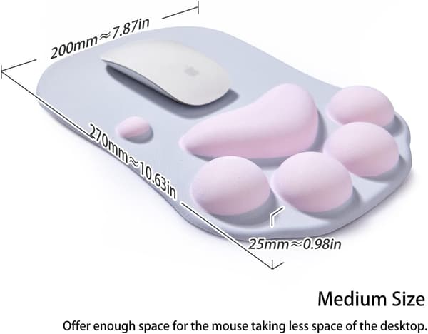 Musematte med håndleddsstøtte, ergonomisk musematte, Kawaii kattemus