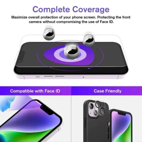 EZ Install iPhone 14 Plus -näytönsuoja HD karkaistu lasi läpinäkyvä
