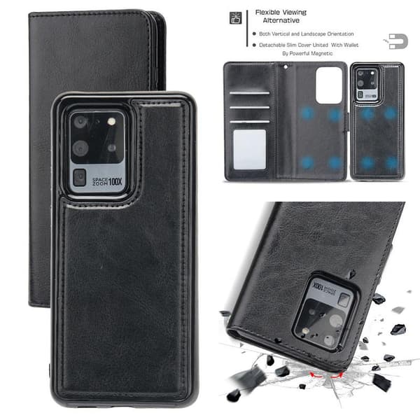 Samsung S20 FE - Etui / Magnetisk Cover 2 i 1 - Vælg Farve! Sort