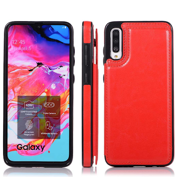 Samsung Galaxy A50 - Elegant Skal med Korthållare Rosaröd