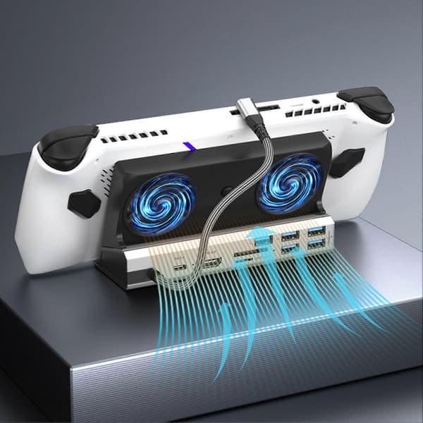til Steam Deck Dockingstation 10 i 1 til Rog Ally Dock med 5 USB 3.0 2.0 Dobbelt Køleventilator HD Multimedia Interface 4K Ved 60Hz 100W Opladning
