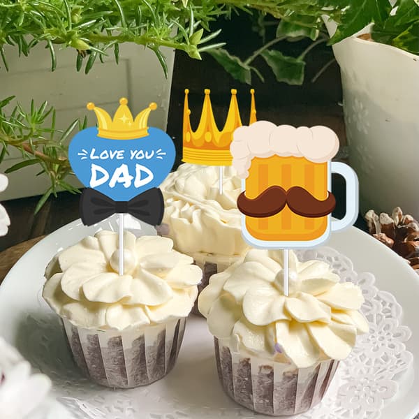 Fars Dag-tema 12-dele Cupcake Topper Sæt til Fest Dessert Dekorationer
