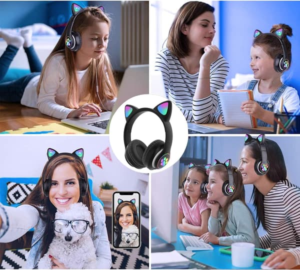 (Sort) Børnehovedtelefoner, trådløse Bluetooth-hovedtelefoner