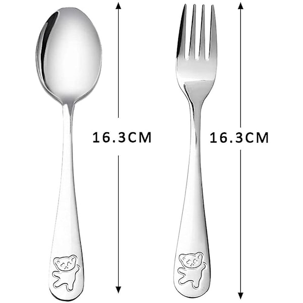 12 delar barns silver i rostfritt stål Barnsäkra bestick Barnsked och set Småbarn-WELLNGS Silver