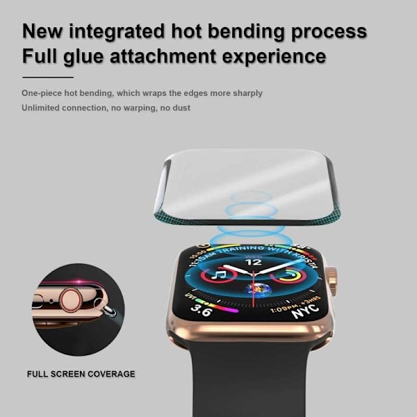 2-PACK Apple Watch Series 7 45mm FullFrame 3D Flexibelt glas 0.26mm 7H Transparent