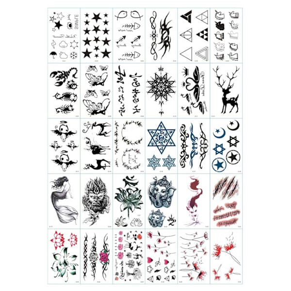 30-pack Gnuggisar Temporära Fake Tatueringar flerfärgad