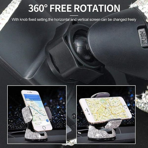 Bling Biltelefonholder, Universal 360° Justerbar Krystal Telefonh