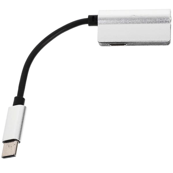 2-i-1 USB Typ C till 3,5 mm hörlursadapter laddare USB-C ljudkabel 3,5 Jack hörlursadapter för telefon (silver)