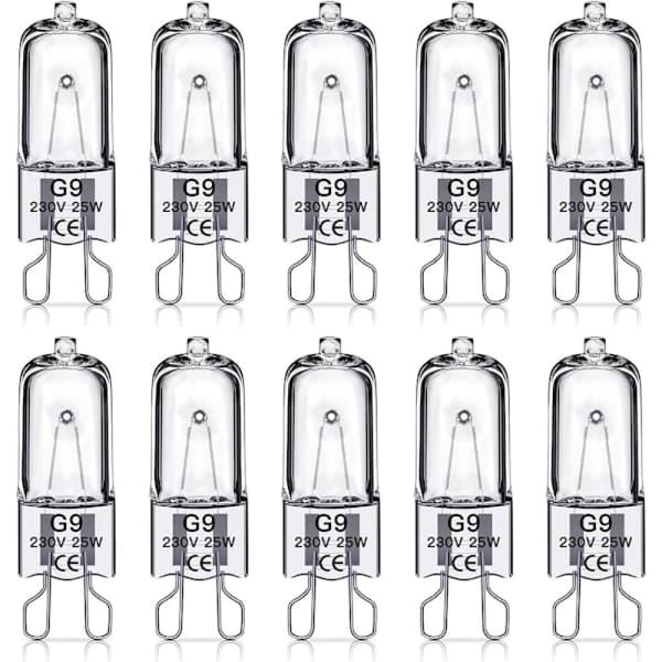 G9 halogenlampor 40W, 230V, 10-pack 40W 25W