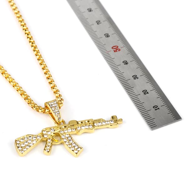 Halskæde, AK riffel guld fuld diamant maskingevær halskæde
