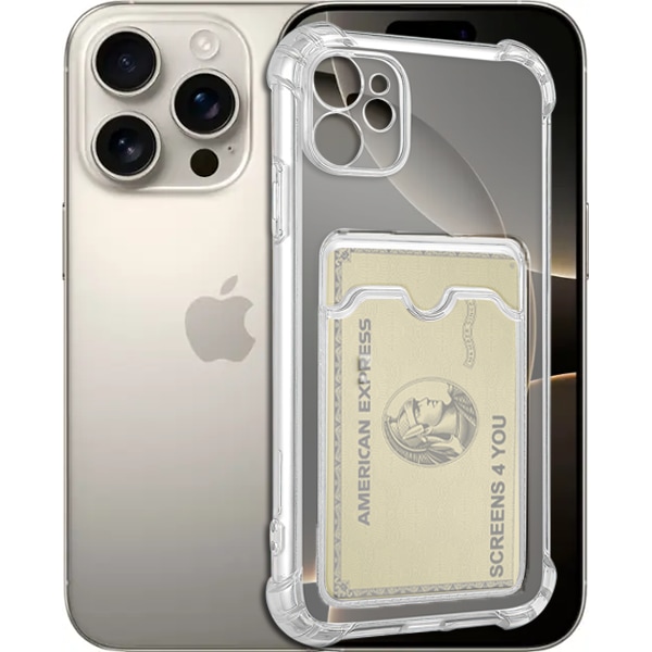 Transparent iPhone 16 Pro Max Skal med Korthållare och Kameraskydd - Extra Stöttåligt