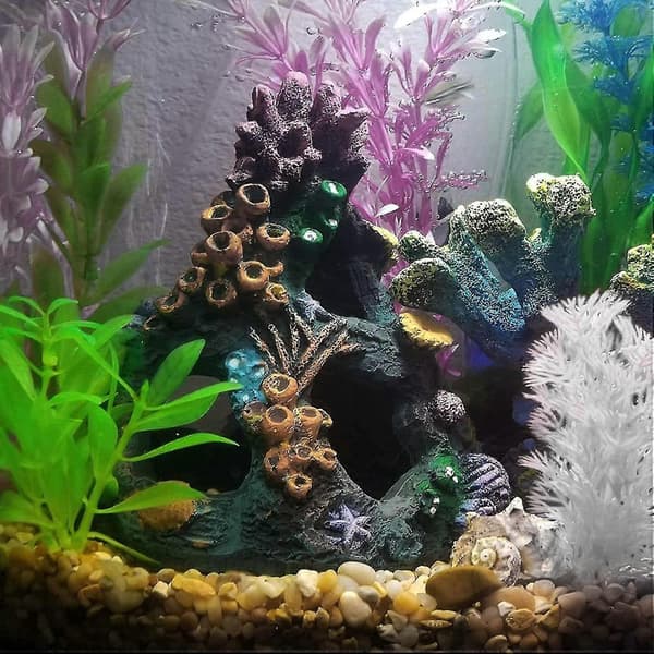 Akvariedekorasjon Korallfjellhule Betta Fiskepynt