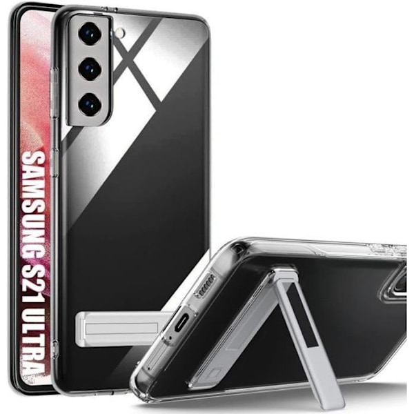 Silikonfodral till Samsung Galaxy S21 Ultra - Genomskinligt skydd med stativ Transparent