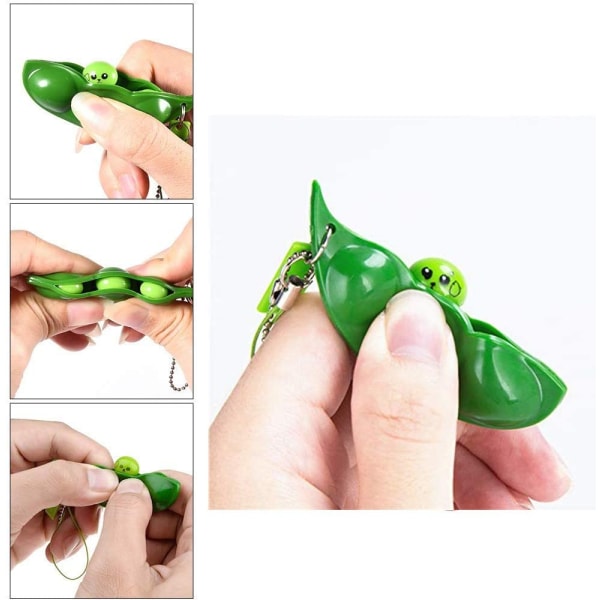 3 ST Kläm en böna sojaböna nyckelring hänge Fidget Toy Stress