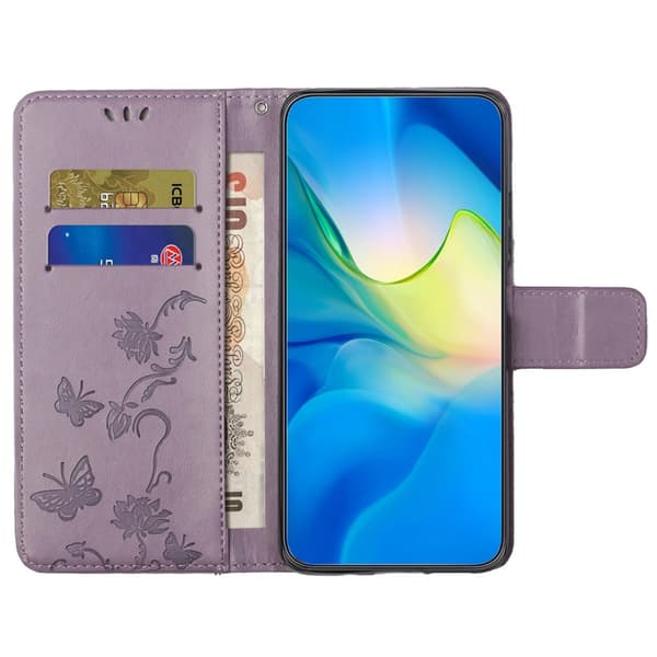 Nahkakotelo, Perhoset, Samsung Galaxy A14, Violetti