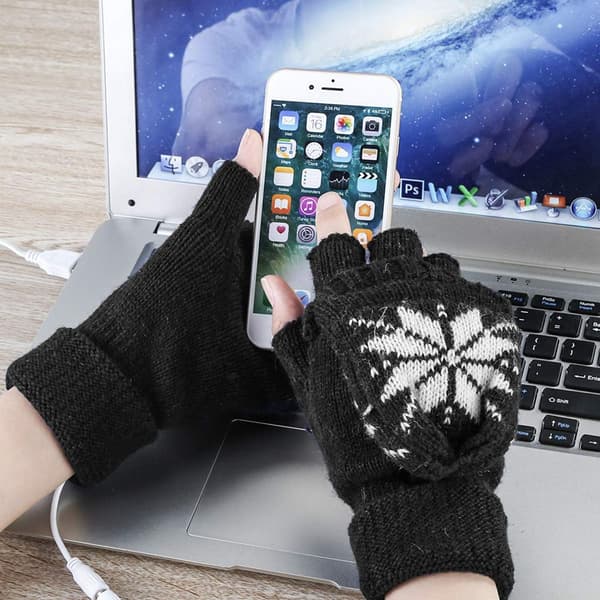 Sorte USB Dobbeltsidede Opvarmede Handsker