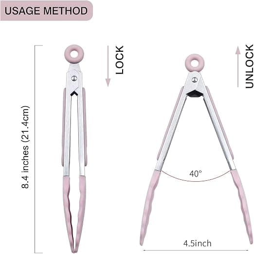 Mini silikon serveringstang 7\" sett med 3 - rosa