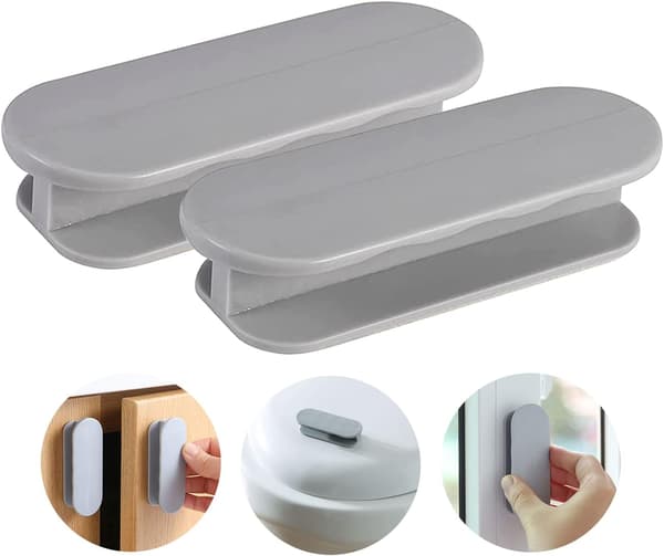 Set med 2 grå balkongdörrhandtag, dörrhandtag, självhäftande d