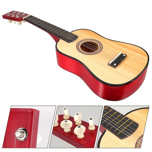 23 tums folklig akustisk gitarr Nybörjarmusikinstrument 6-strängad gitarr (träfärg)