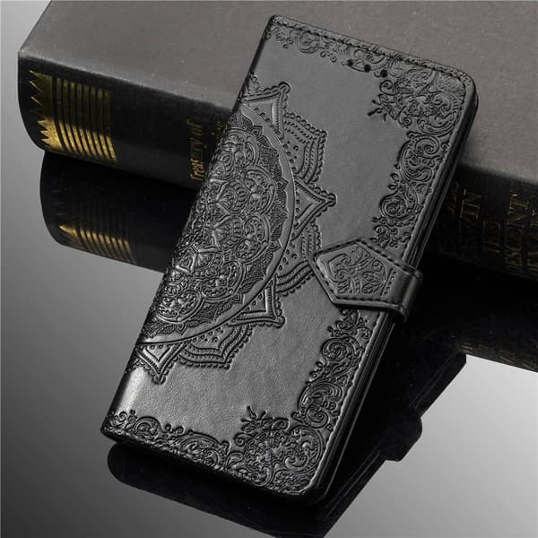 iPhone 7/8/SE (2020/2022) - Mandala Læder Etui - Sort Sort Sort