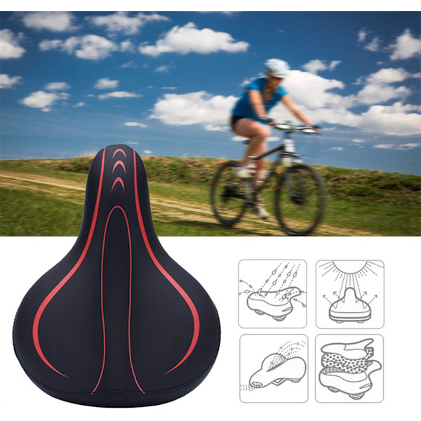 Extra Vadderad Cykelsadel med Memory Foam, Vattentätt Läderöverdrag - Ergonomisk Design för Män och Kvinnor, Universell Passform för Landsvägscyklar, MTB och Träningscyklar