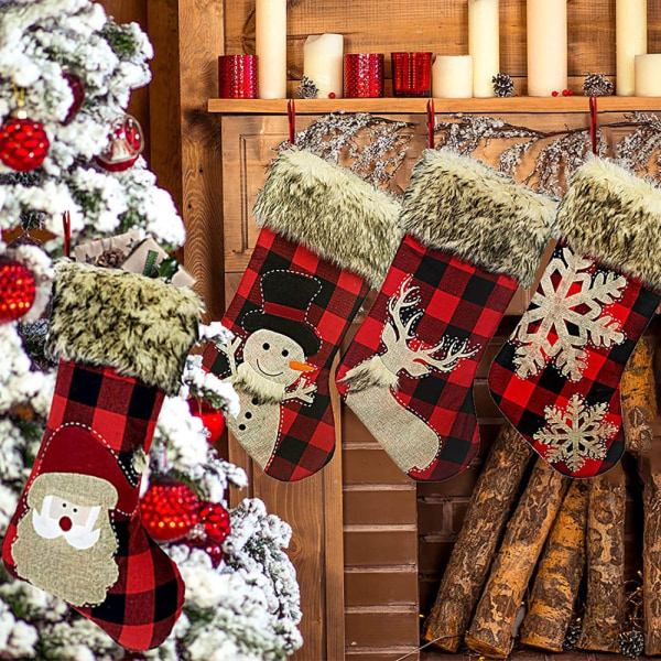 Julstrumpor tjock linne rutig stil festlig fest