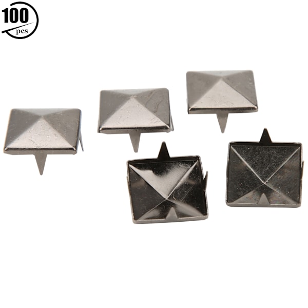 100 st fyrkantiga pyramidpunknitar 4 klor metallnitar för armband kläder skor handväska svart 10 mm