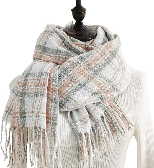 Grønt Vinter Tartan Tørklæde - Vintertørklæder Kvinder Stilfuldt Varmt Tæppe
