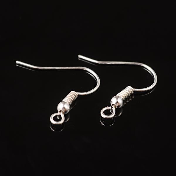 25 Par (50 st.) Nickelfria Silverpläterade öronkrokar 18 mm. Silver