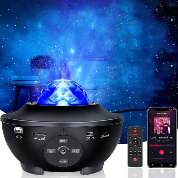 Stjerneprojektor Natlampe, LED Ocean Wave Lysprojektor med S