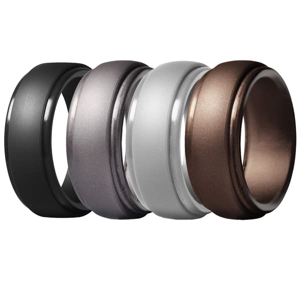 Silikone vielsesring til mænd, Step Edge, med åndbare riller - 8 mm bred, 2,5 mm tyk