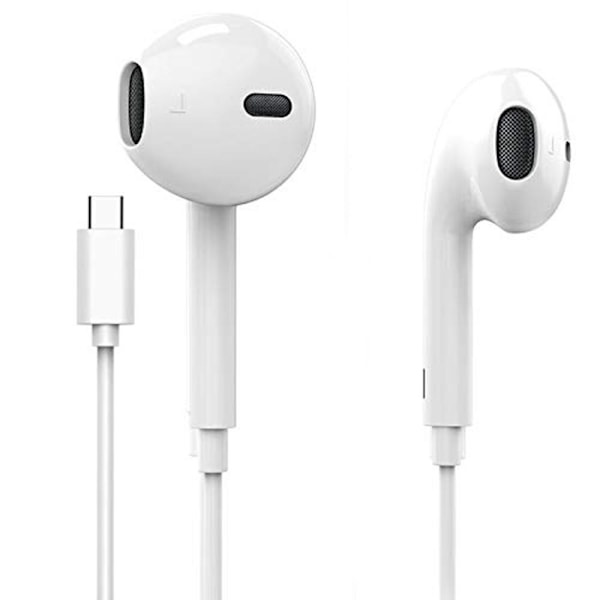 Type-C In-Ear Hörlurar Volym Kontroll Inbyggd Mikrofon Vit