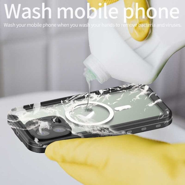iPhone 15 Pro Heltäckande Vattentät Premium MagSafe Skal Transparent