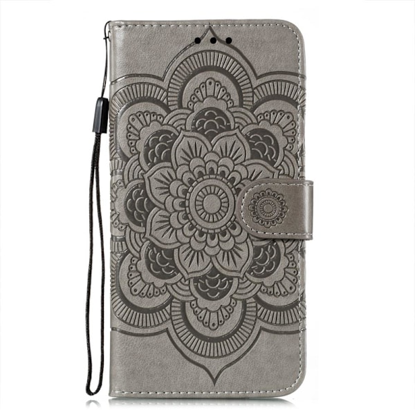 Samsung Galaxy S21 - Mandala Läder Fodral - Grå Grey Grå