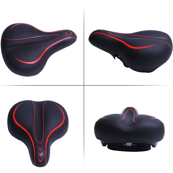 Extra Vadderad Cykelsadel med Memory Foam, Vattentätt Läderöverdrag - Ergonomisk Design för Män och Kvinnor, Universell Passform för Landsvägscyklar, MTB och Träningscyklar
