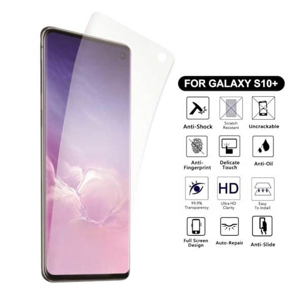 Heltäckande Galaxy S10 Plus Skärmskydd Nanoedge Skyddsplast transparent