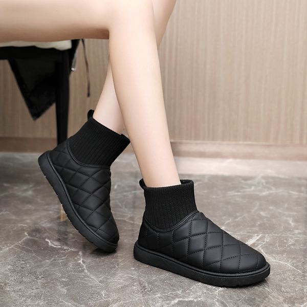 Damskor Snöskor Halksäkra Vinterskor Varma Fuskpälsfodrade Ankelboots Utomhus Bekväma Sockboots för Kvinnor