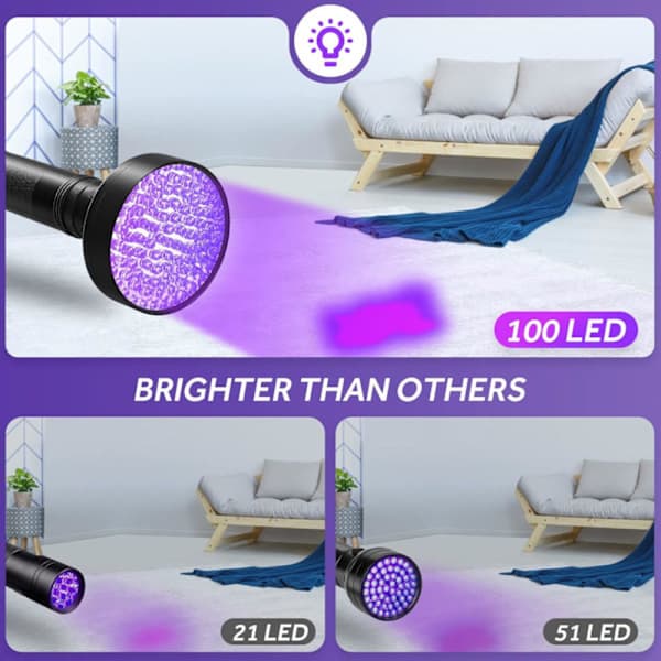 UV-taskulamppu, 100 kpl LED musta valo taskulamppu 395nm UV-lamppuilmaisin