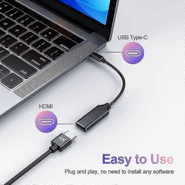 USB-C till HDMI-adapter 4K för Mac OS, kompatibel med Macbook Pro 2019 - 2-pack