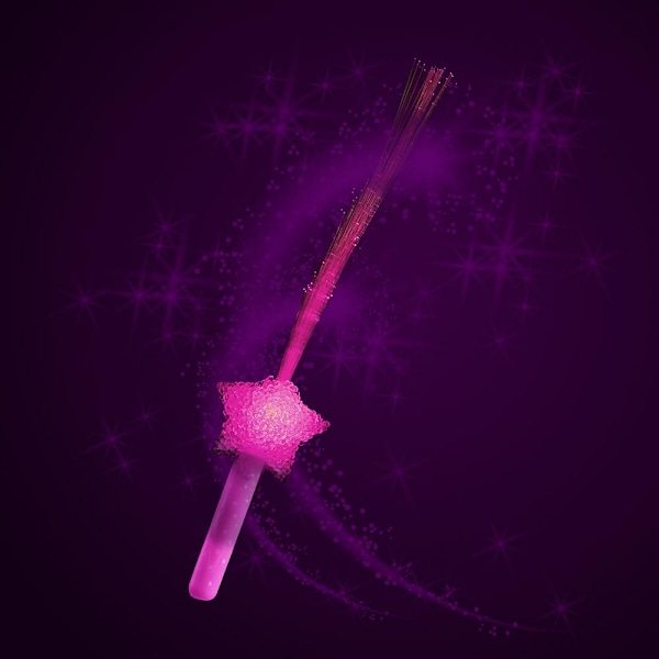 Lysande Trollspö / Trollstav - Fiberoptisk Rosa