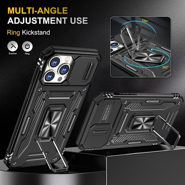 iPhone 14 Pro - Skal CamShield / Kameraskydd Ringhållare Svart Black