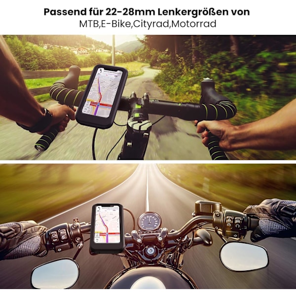 Säkert Telefonfäste För Motorcykel, Cyklar Vattentätt Fäste Med Dubbla Armar, Solid Aluminiumbas, 360 Graders Rotation För Smartphones Upp Till
