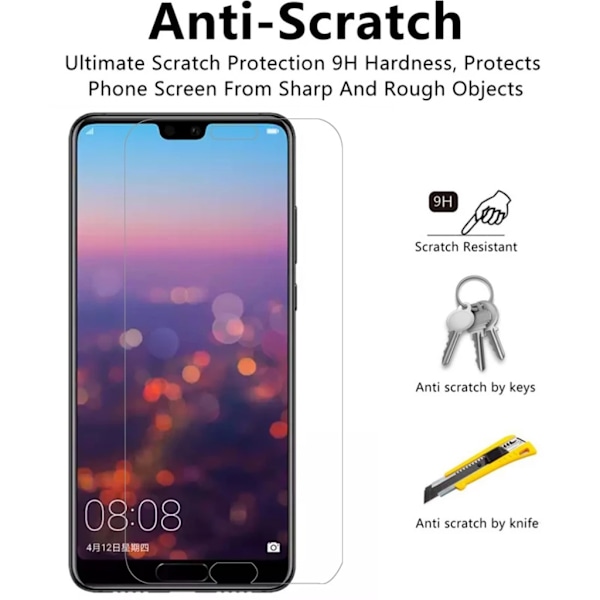 Huawei P20 Pro skärmskydd 9H passar skal fodral hörlurar - Transparent Huawei P20 Pro