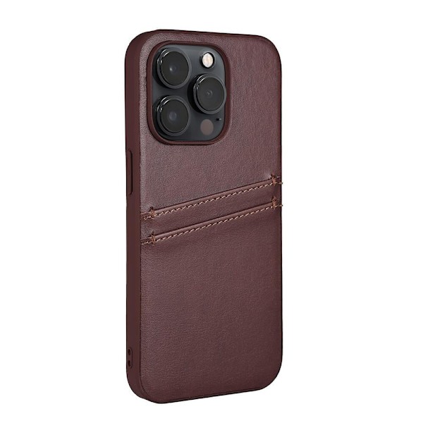 Buffalo iPhone 14 Pro Skal Läder Med 2 Kortfack Brun