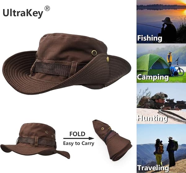 Utomhus solhatt med bred brätte, dubbellager klassisk stridsmilitär S