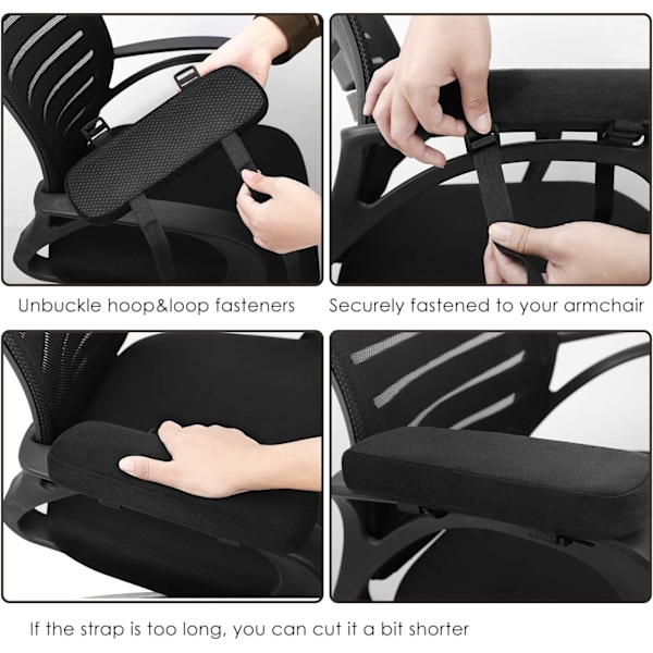Ergonomiska Armstödsdynor, Armstöd i Memory Foam för Oöverträffad Komfort, Halkfri Baksida för Stabilitet, Svart