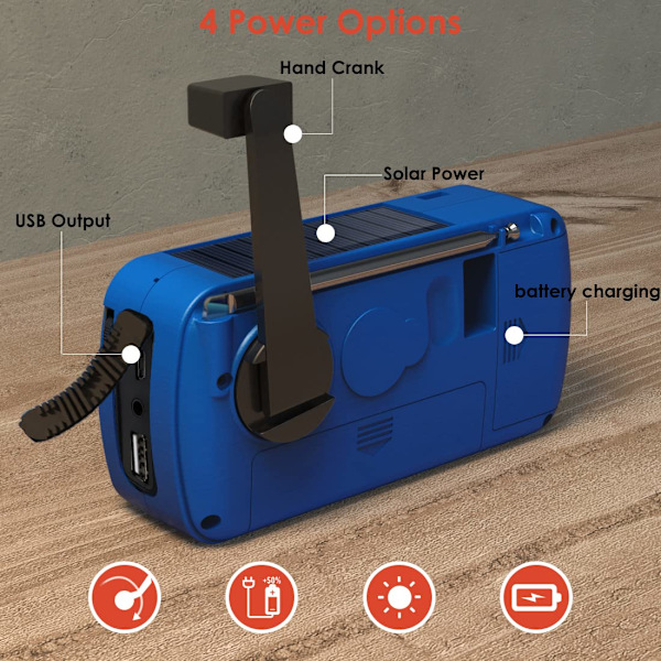 Uppdragbar radio, handvev solradio, bärbar överlevnadsnödradio AM/FM/SW med USB-telefonladdare, batteriradio, dynamoradio med ficklampa